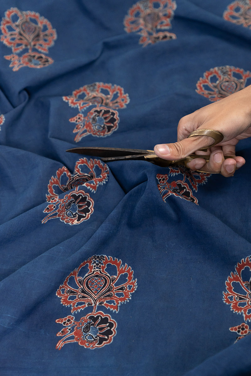 Cotton Fabric - Giyah Indigo & Red