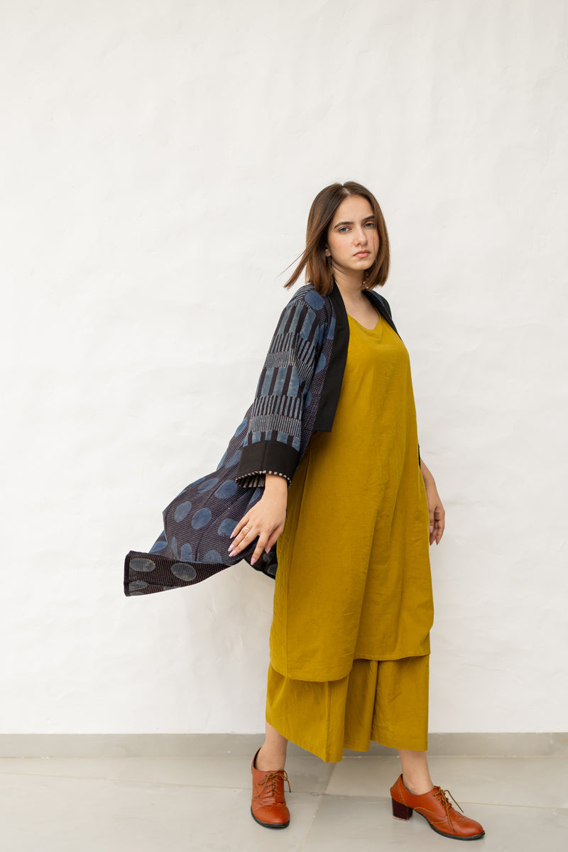 Cropped Collar Overlay-Black & Indigo