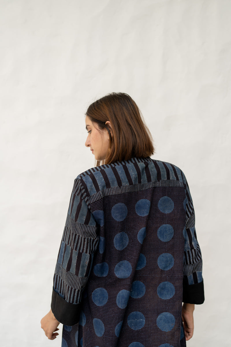 Cropped Collar Overlay-Black & Indigo
