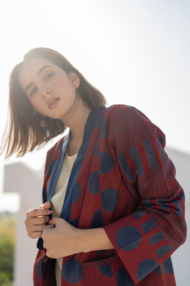 Cropped Collar Overlay-Red