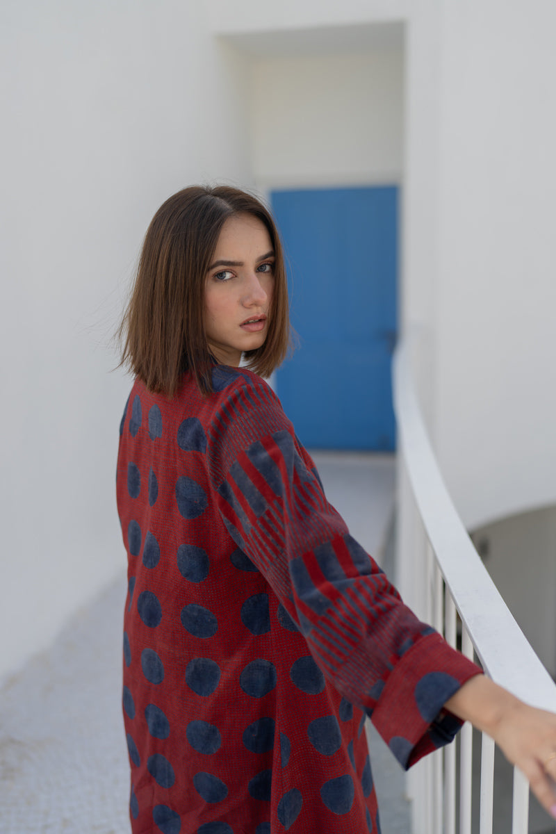 Cropped Collar Overlay-Red