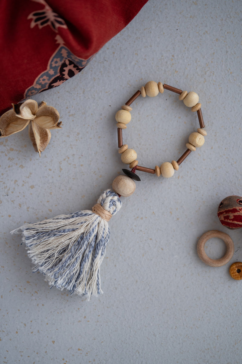 Elasticated Bracelet - Indigo Tassel