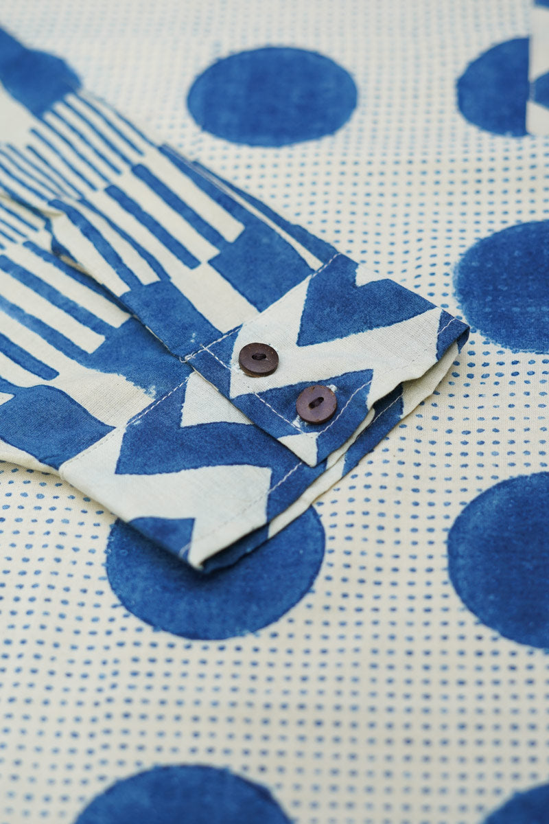 Unisex Anti fit Shirt - Indigo polka