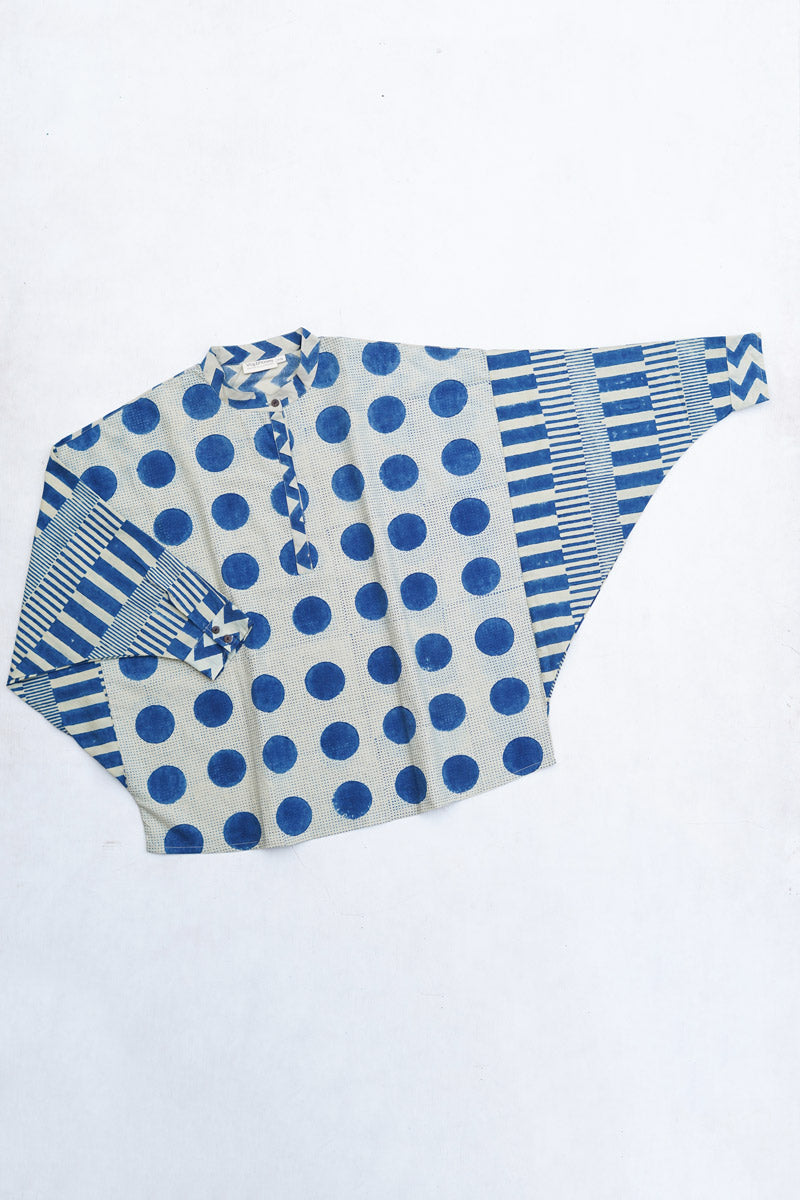 Unisex Anti fit Shirt - Indigo polka