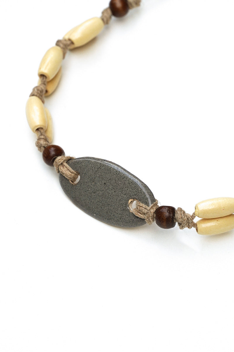 Choker Necklace - Grey Oval