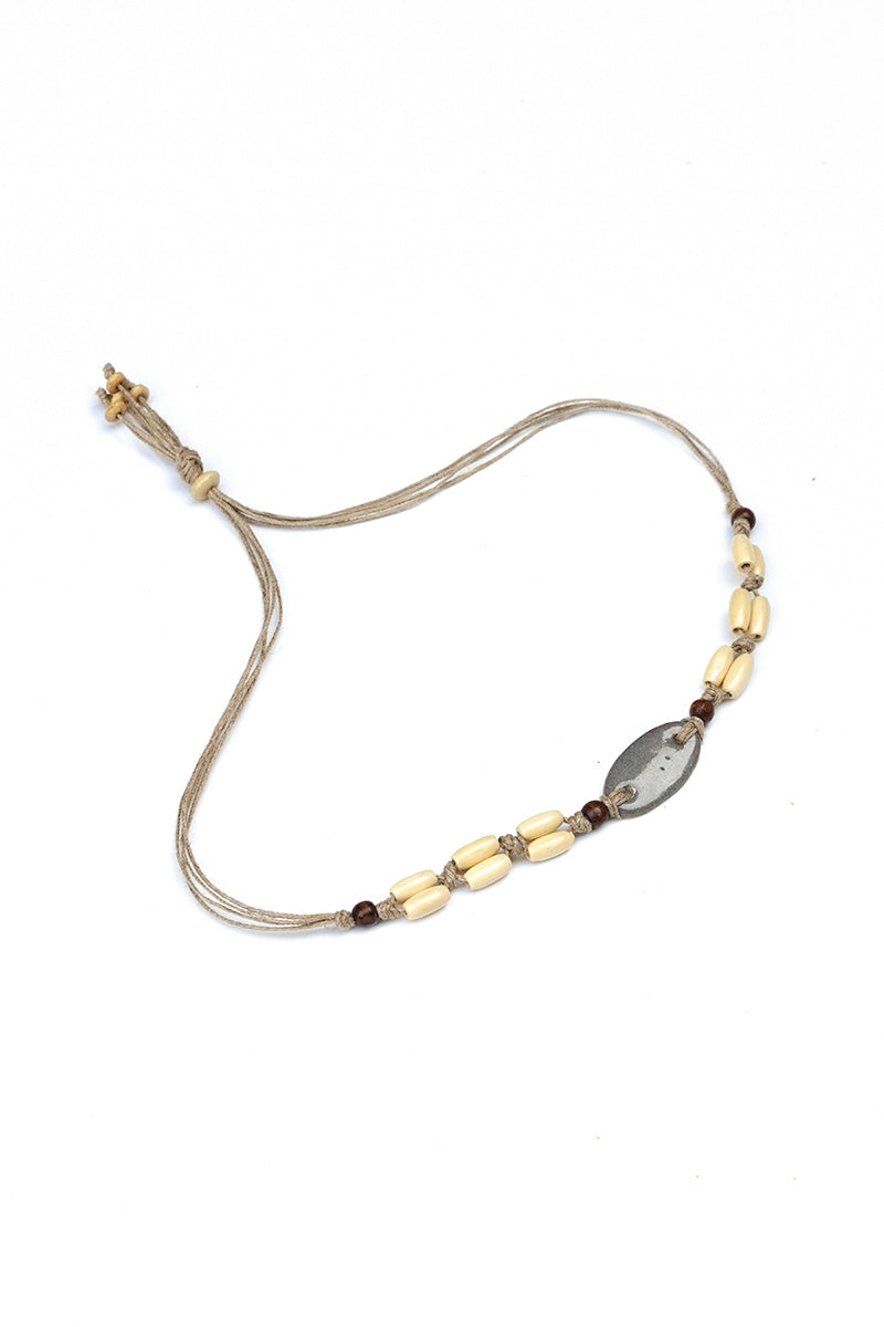 Choker Necklace - Grey Oval