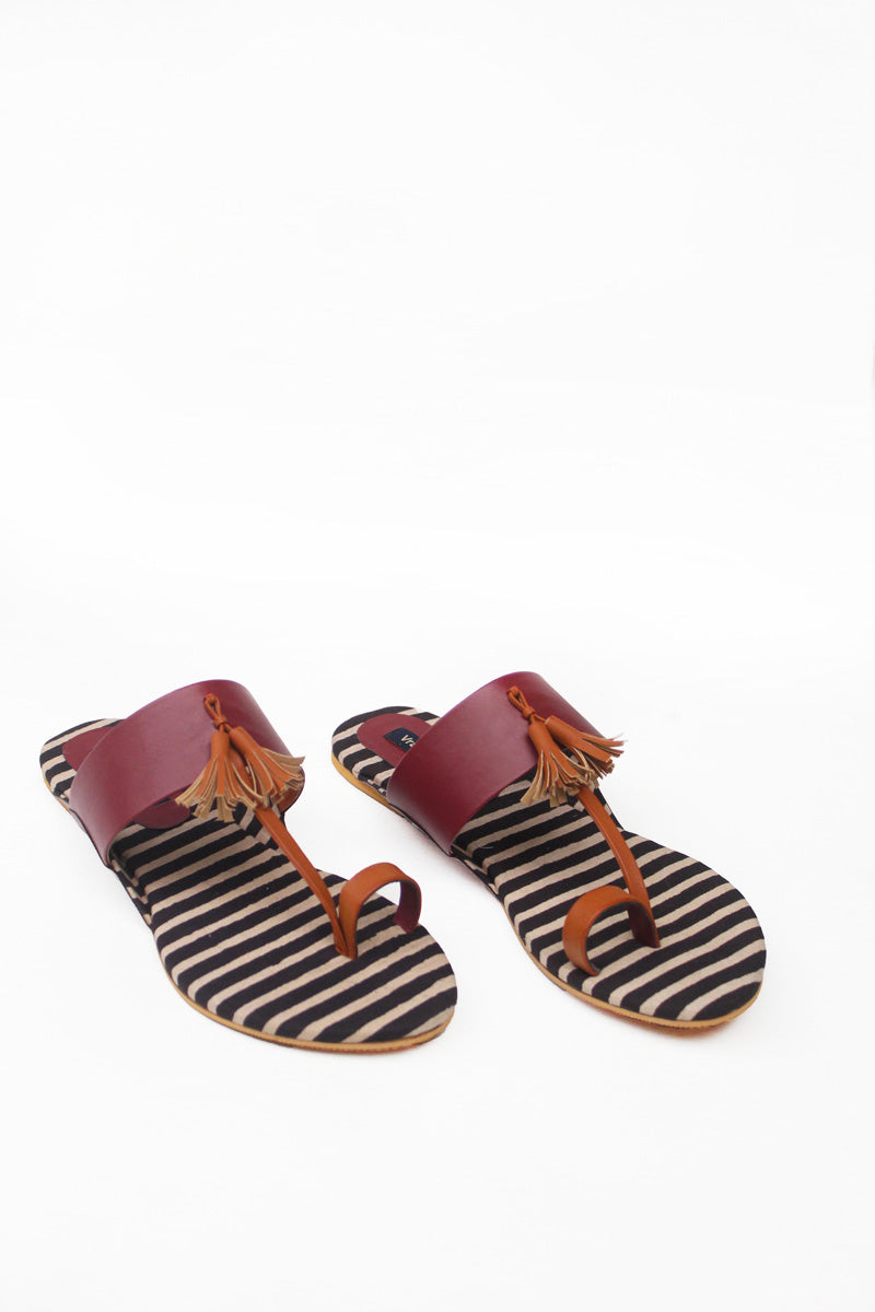 Slip ons - Maroon with tan tassels