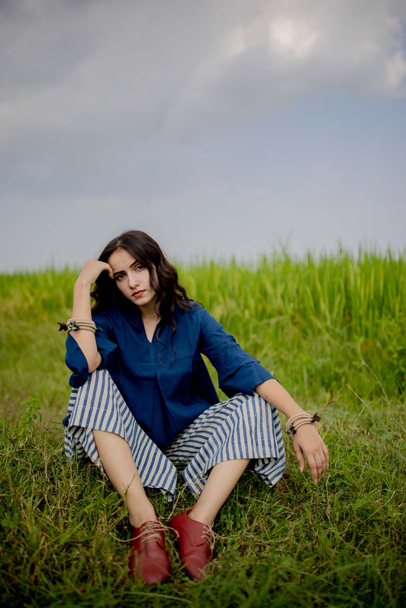 Freesize Culottes – Indigo stripes