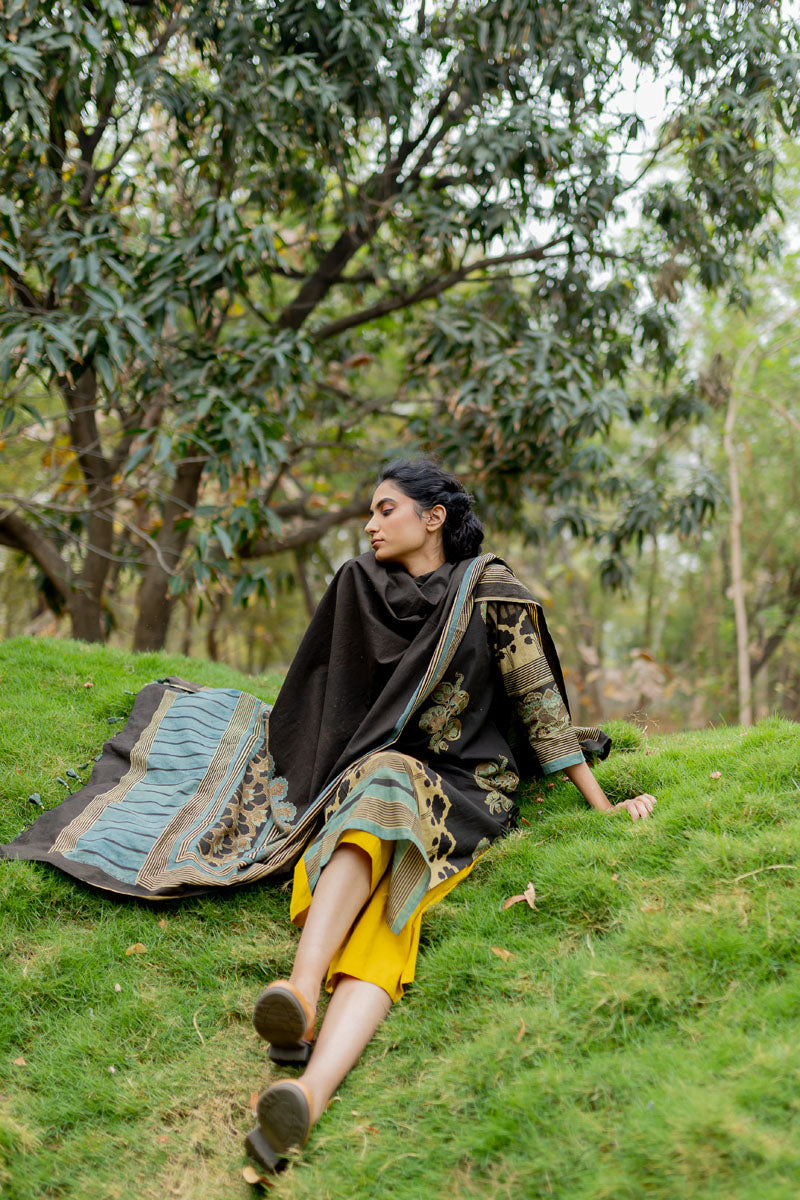 Set of 3 - Kurta, Dupatta, Culotte - Nuri