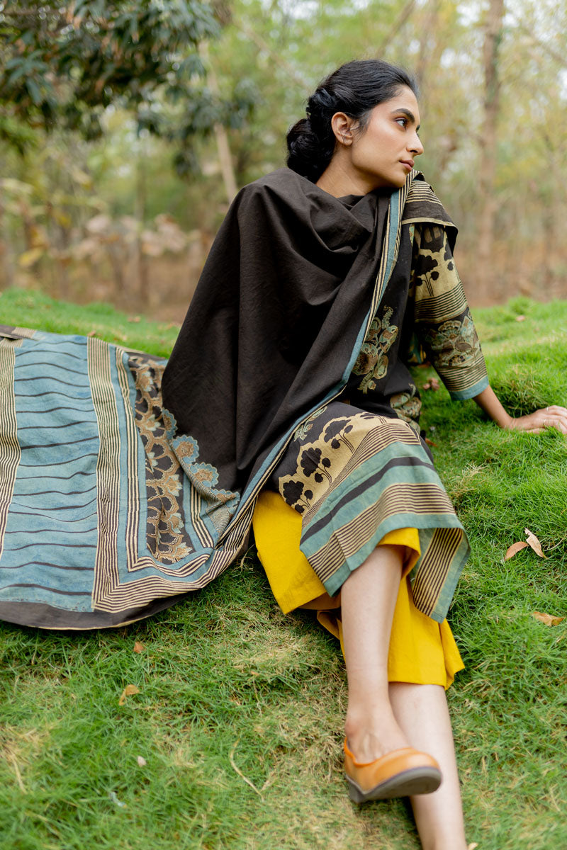 Set of 3 - Kurta, Dupatta, Culotte - Nuri