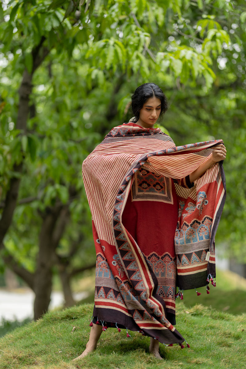 Set of 3 - Kurta, Dupatta, Culotte - Ruba