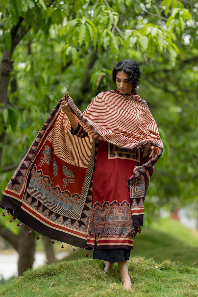 Set of 3 - Kurta, Dupatta, Culotte - Ruba