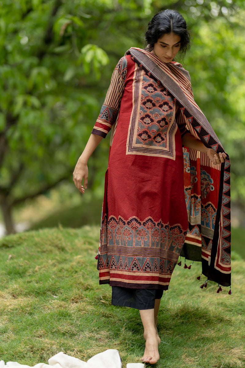 Set of 3 - Kurta, Dupatta, Culotte - Ruba