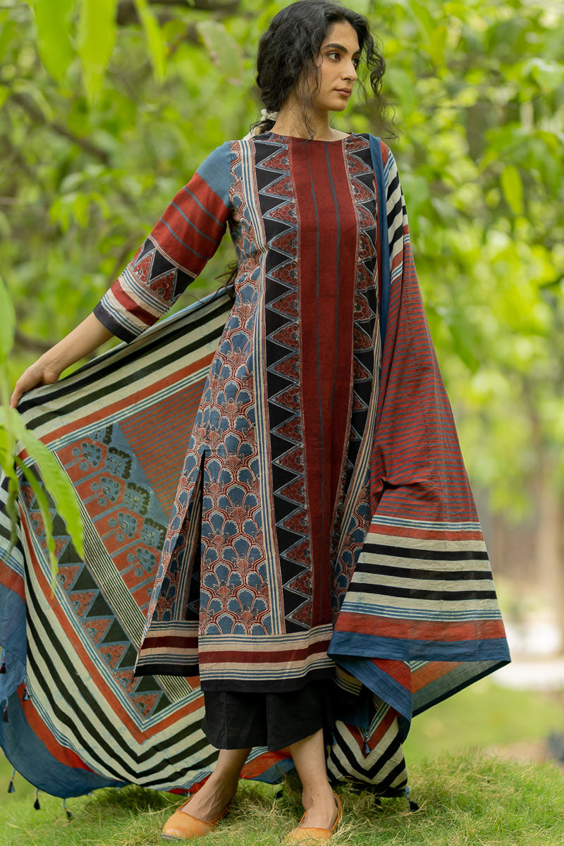 Set of 3 - Kurta, Dupatta, Culotte - Niza