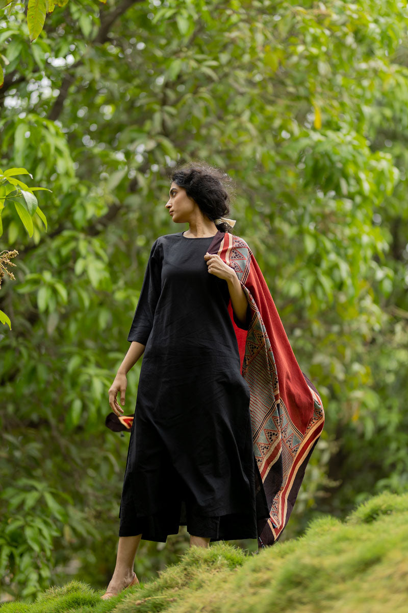 Set of 3 - Basic Kurta, Dupatta, Culotte - Sahar