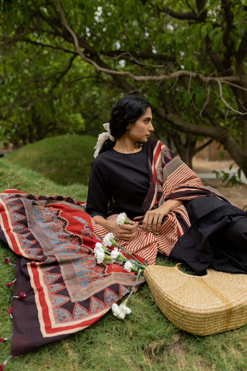 Set of 3 - Basic Kurta, Dupatta, Culotte - Tamara