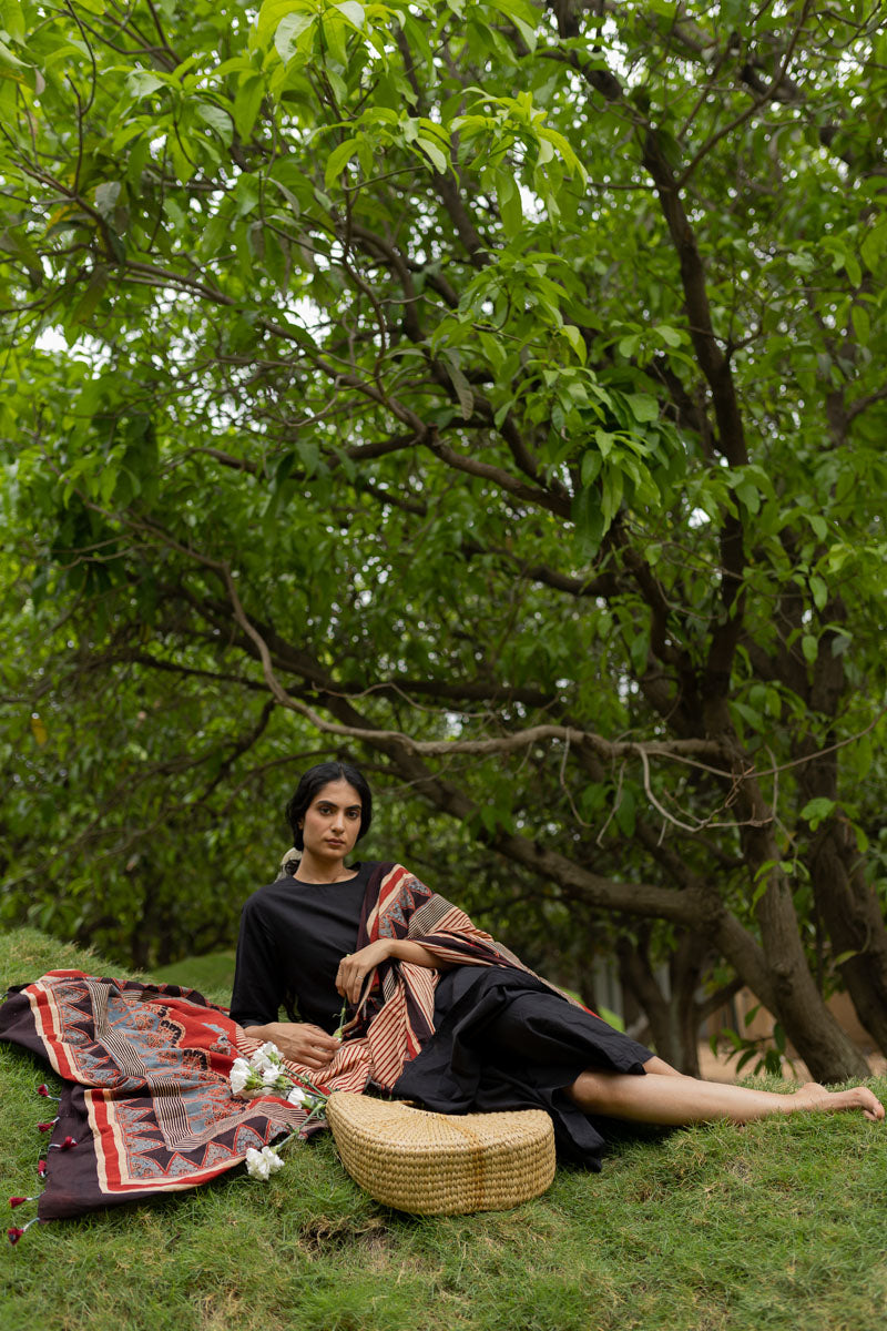 Set of 3 - Basic Kurta, Dupatta, Culotte - Tamara