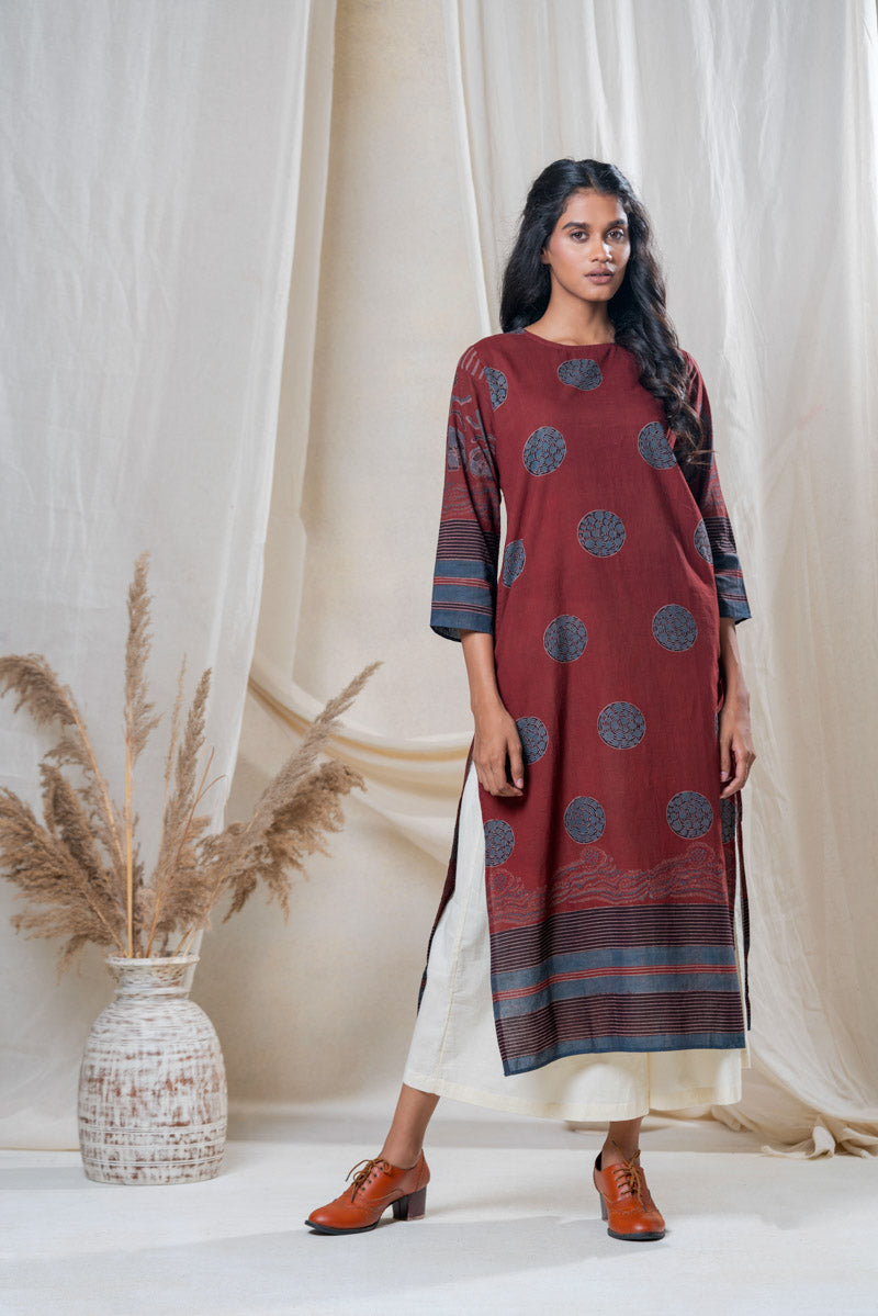 Classic Kurta – Burgundy Maya