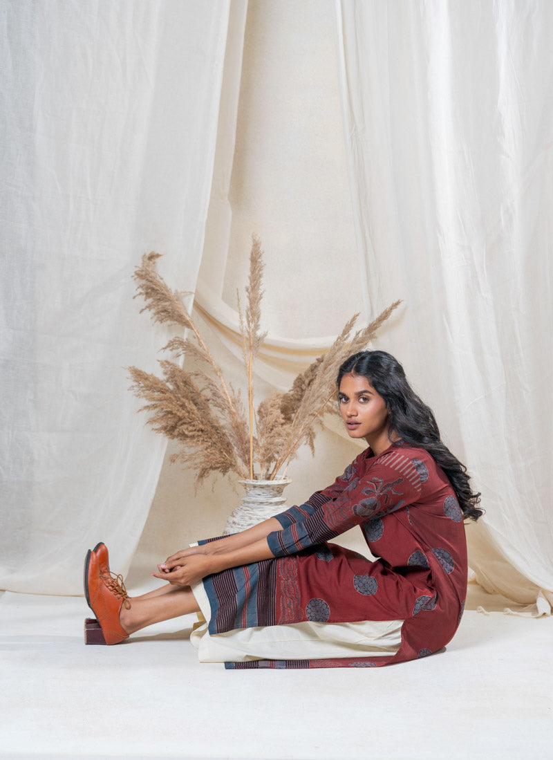 Classic Kurta – Burgundy Maya