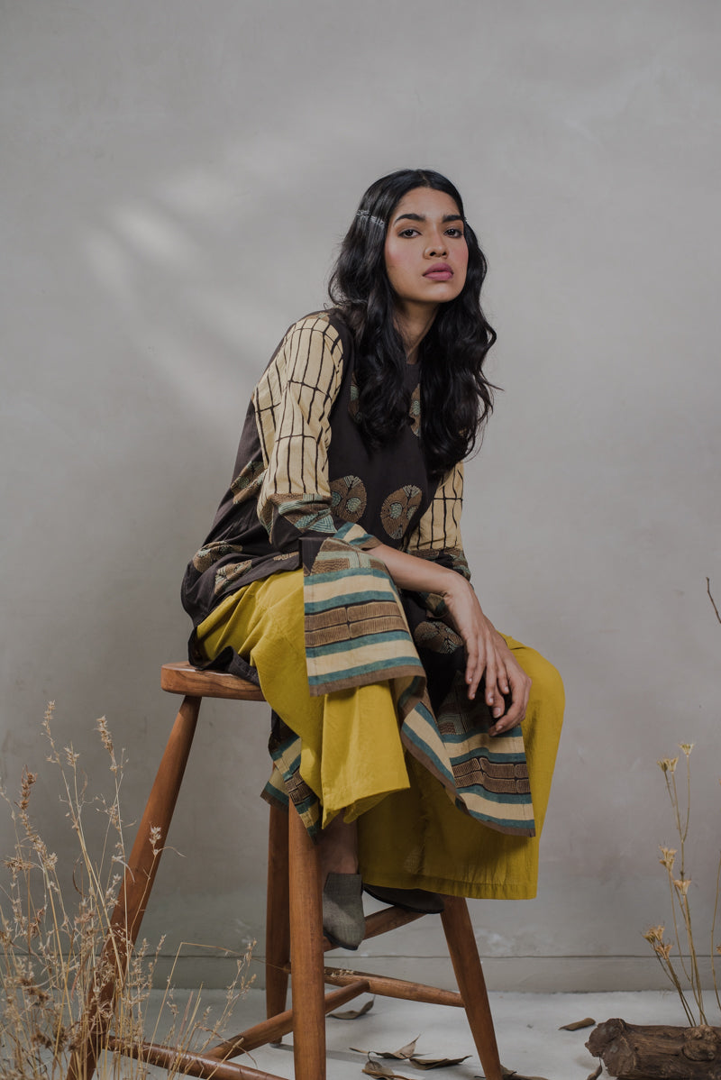 Co-ord Set of 3 - Kurta, Culotte & Dupatta - Sura 07
