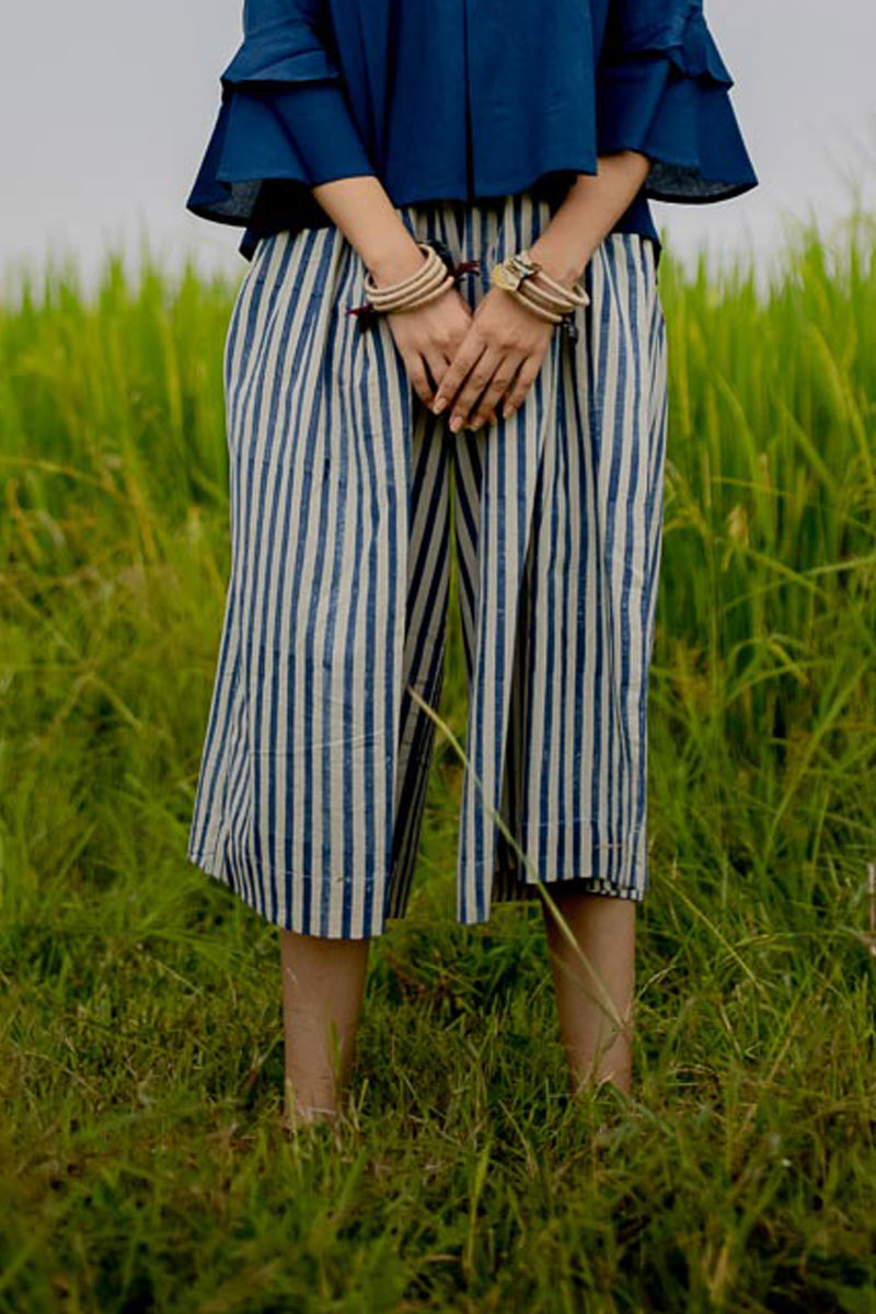 Freesize Culottes – Indigo stripes