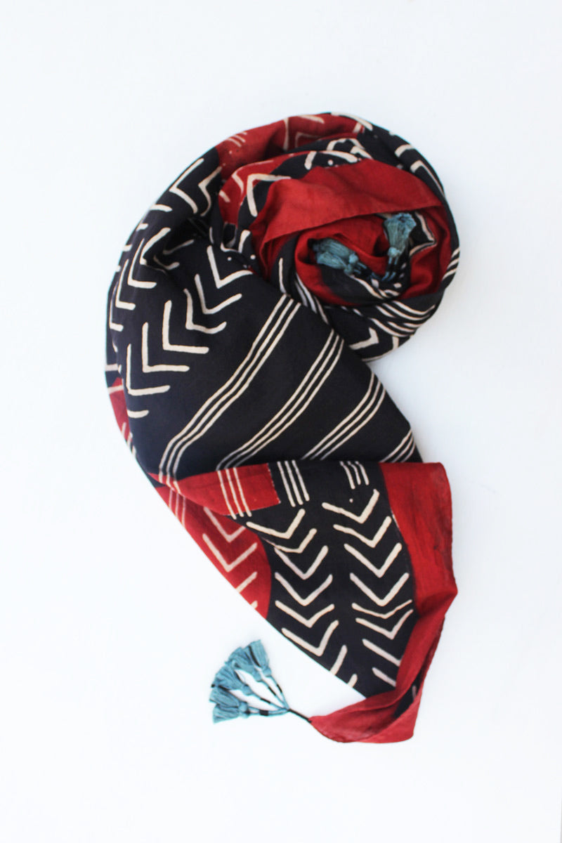 Cotton Scarf - Black Geo
