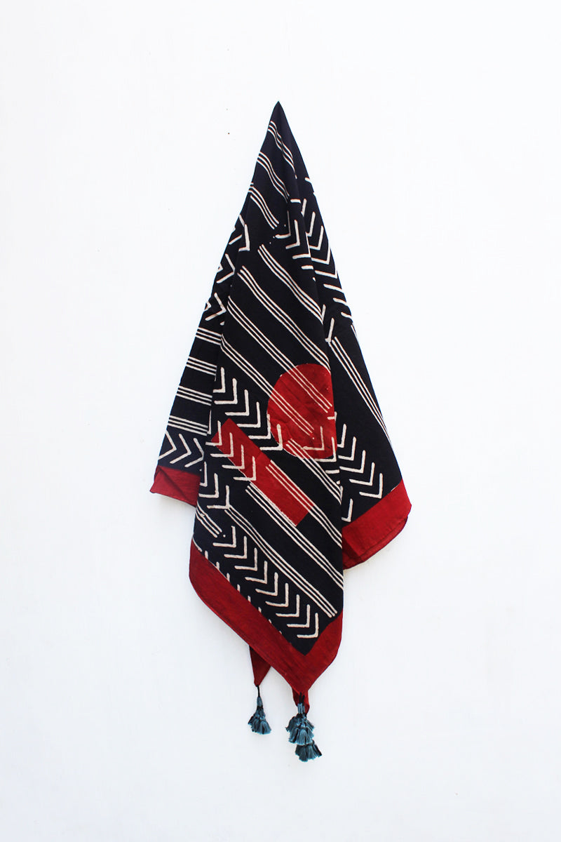 Cotton Scarf - Black Geo