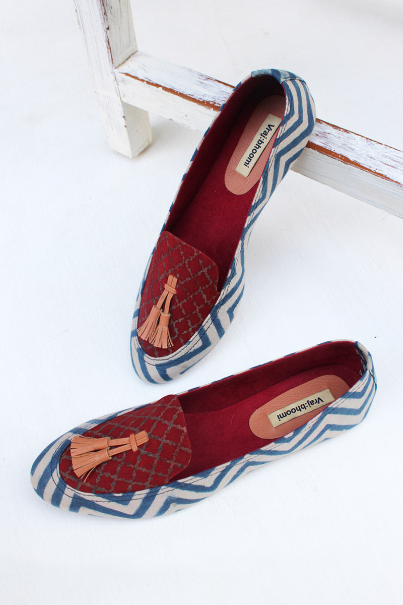Loafers - Indigo Chevron