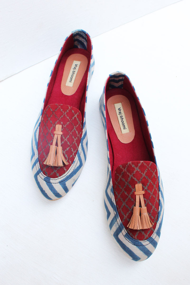 Loafers - Indigo Chevron