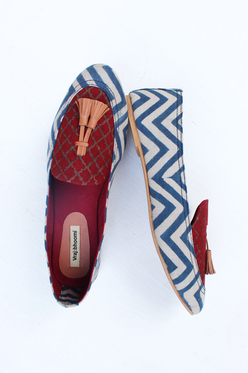 Loafers - Indigo Chevron