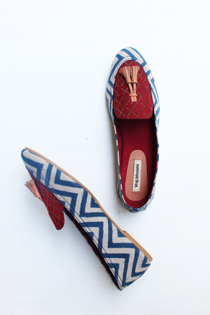 Loafers - Indigo Chevron