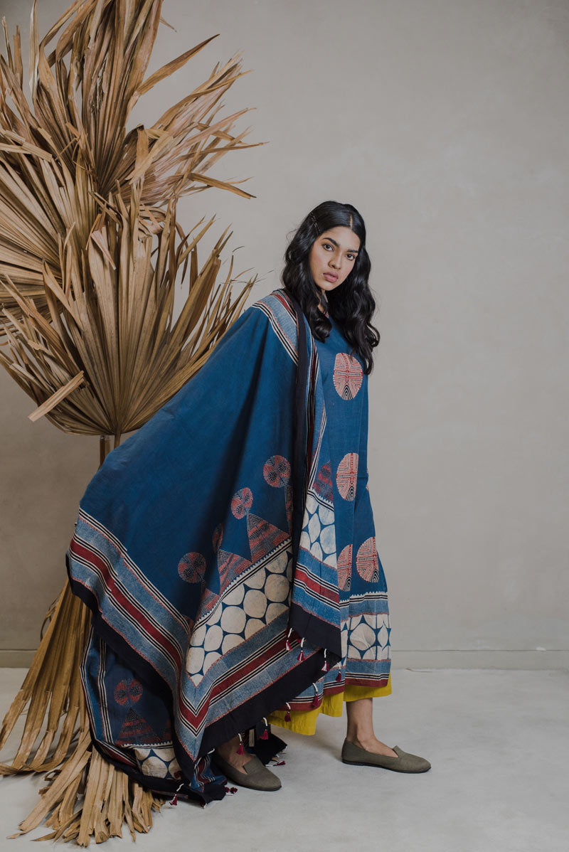 Co-ord Set of 3 - Kurta, Culotte & Dupatta - Sura 09