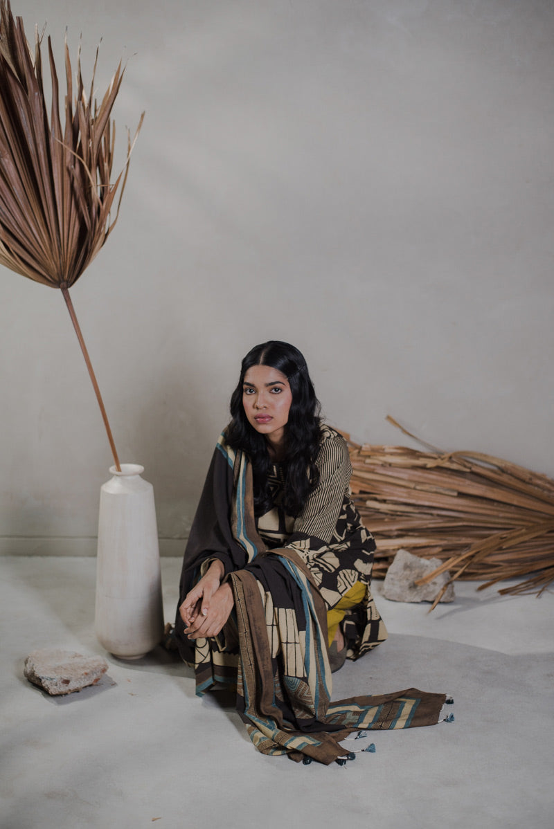 Co-ord Set of 3 - Kurta, Culotte & Dupatta - Sura 04