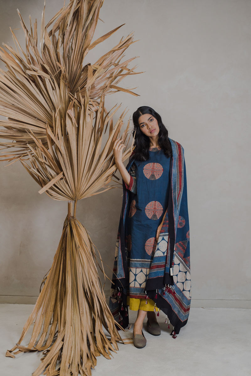 Co-ord Set of 3 - Kurta, Culotte & Dupatta - Sura 09
