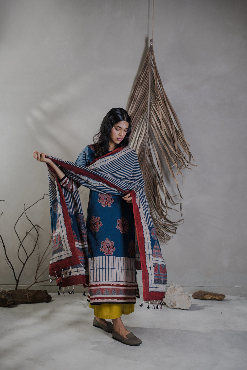 Co-ord Set of 3 - Kurta, Culotte & Dupatta - Sura 03