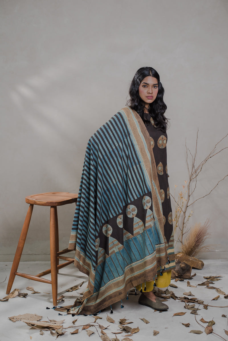 Co-ord Set of 3 - Kurta, Culotte & Dupatta - Sura 07