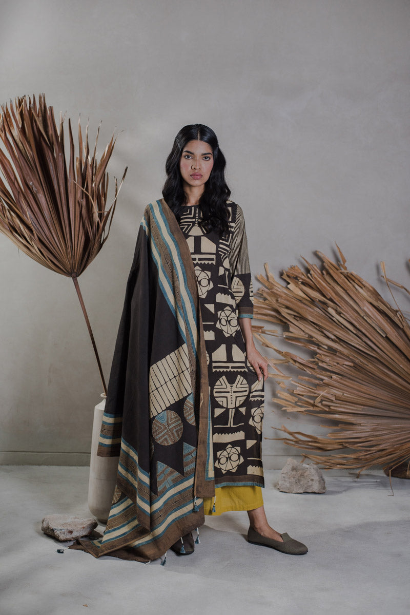 Co-ord Set of 3 - Kurta, Culotte & Dupatta - Sura 04