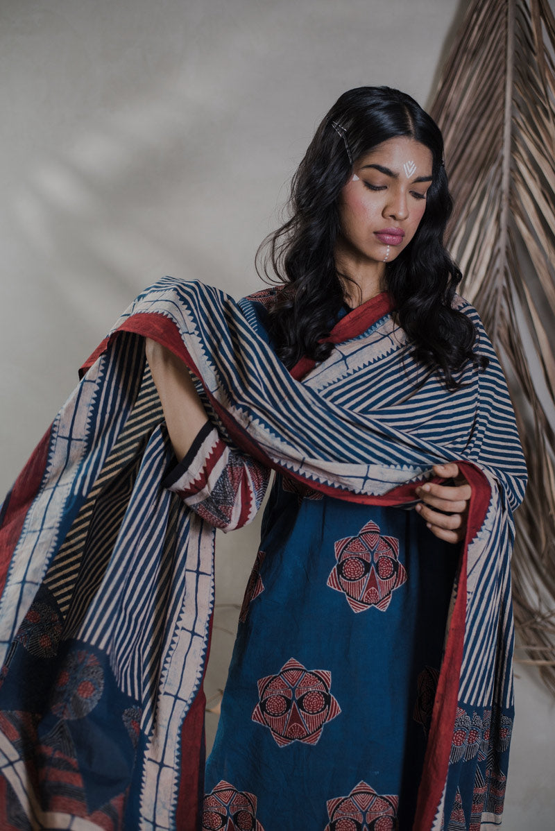 Co-ord Set of 3 - Kurta, Culotte & Dupatta - Sura 03