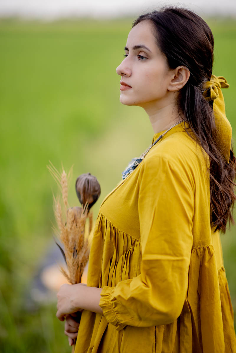 Side Pleat Kurta – Mustard