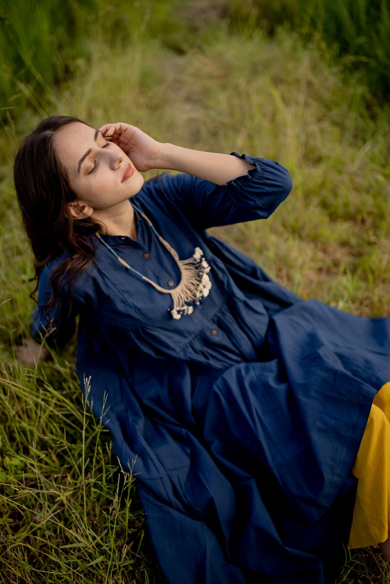 Side Pleat Kurta – Indigo