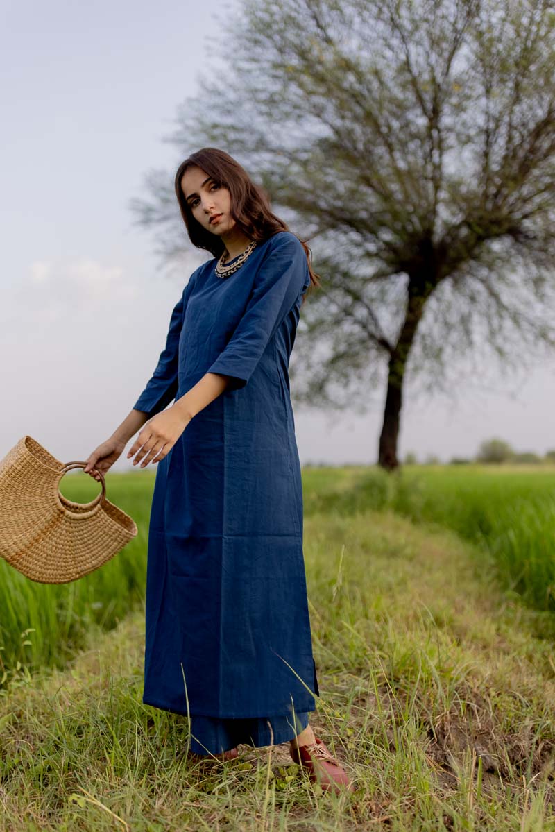 Co-ord Set of 2 – Indigo Kurta & Culotte