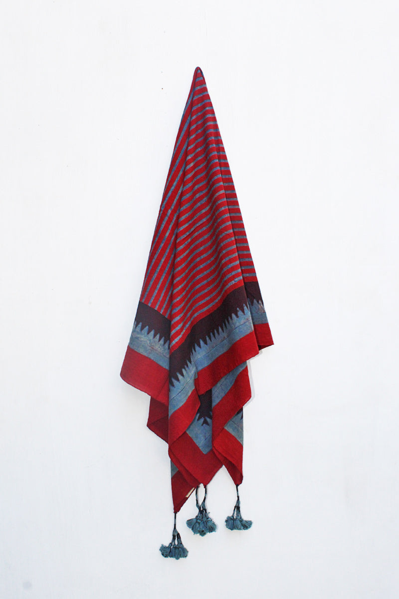 Cotton Scarf – Red stripes
