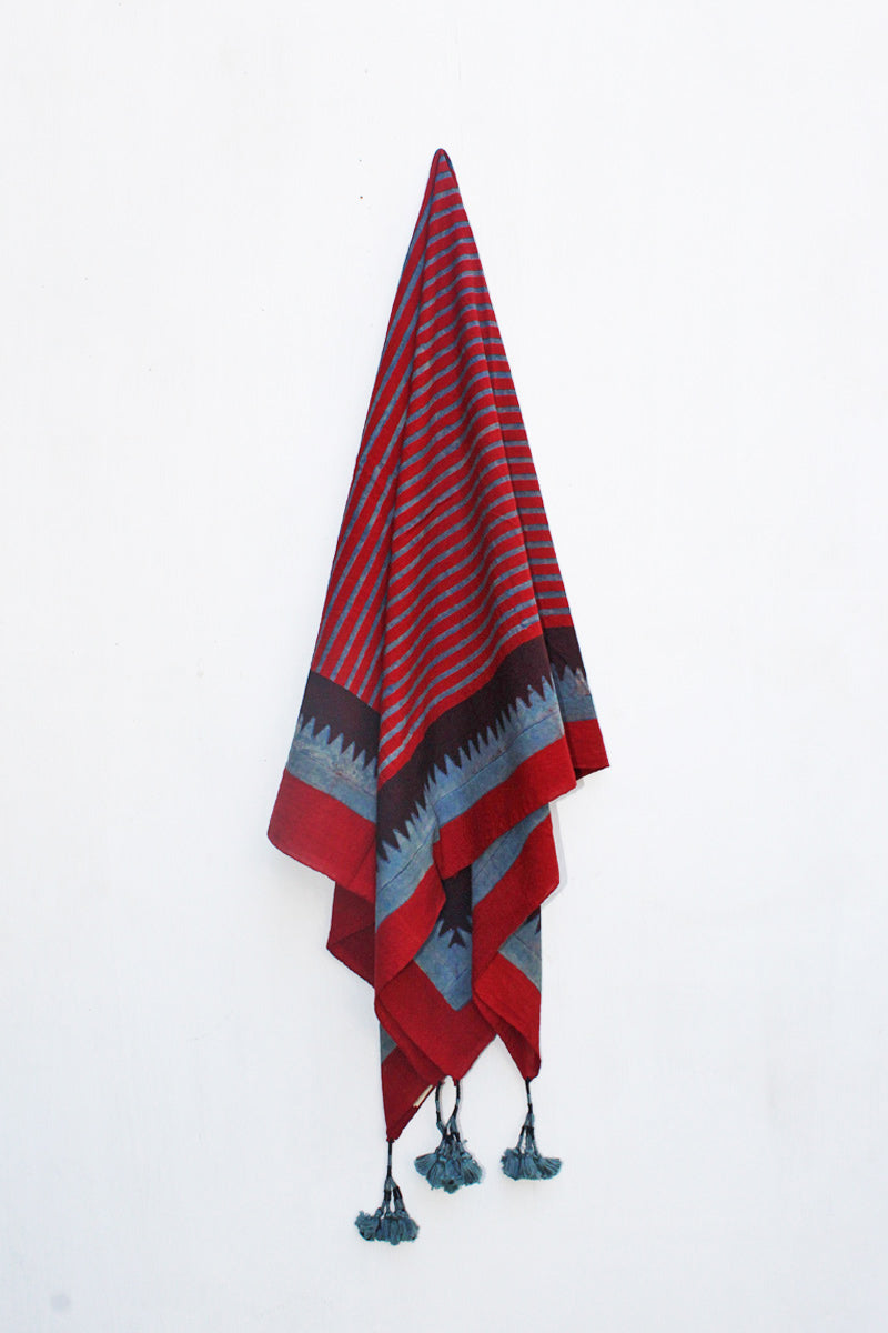 Cotton Scarf - Red stripes