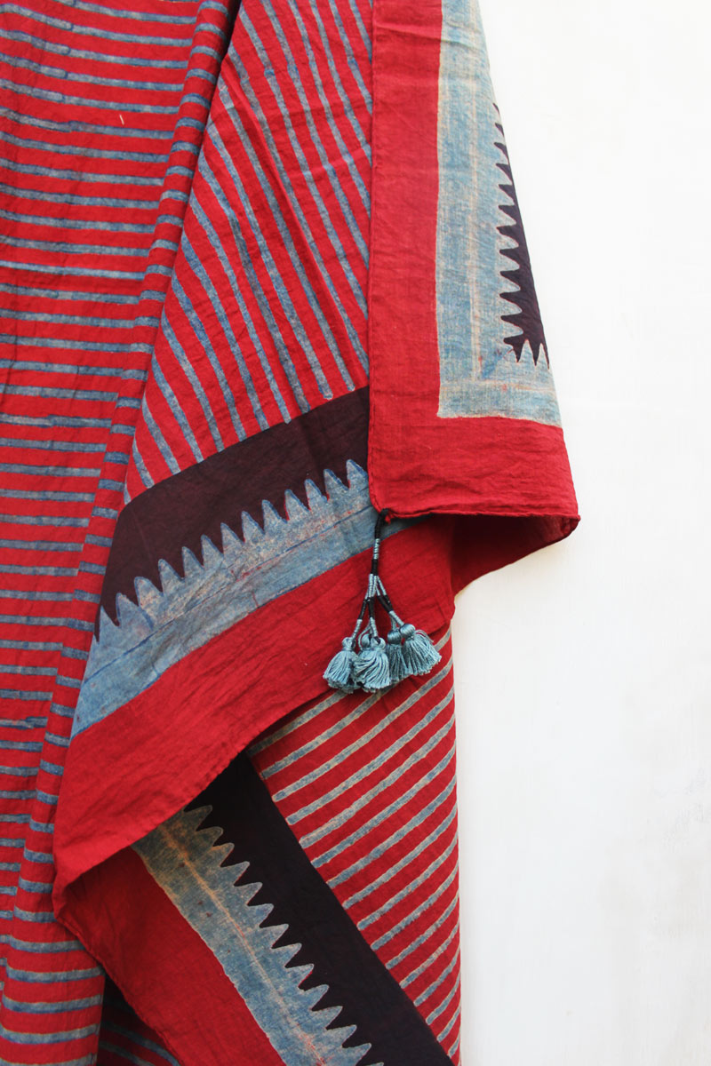 Cotton Scarf - Red stripes