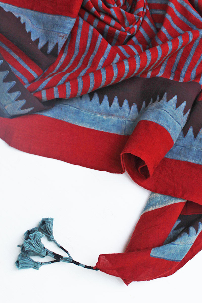 Cotton Scarf - Red stripes