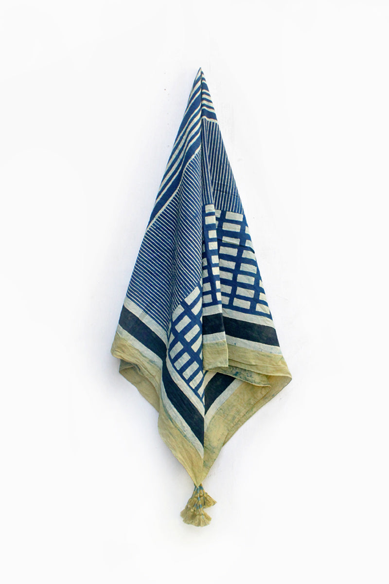 Cotton Scarf - Indigo Pattern Play