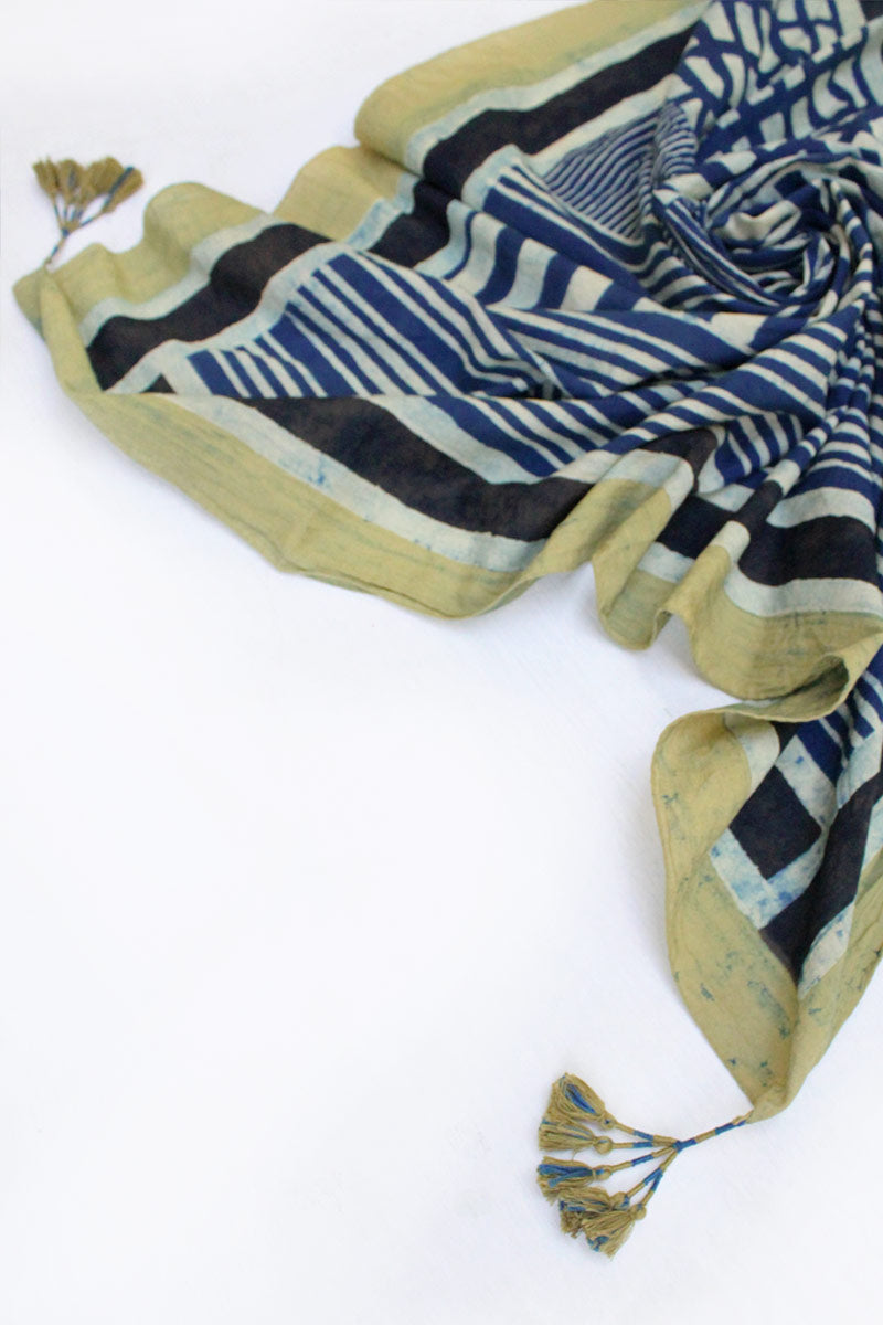 Cotton Scarf - Indigo Pattern Play