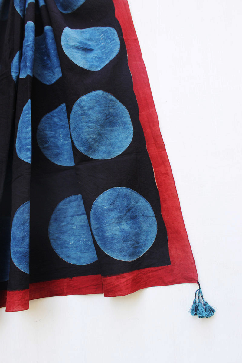 Cotton Scarf – Black & Indigo Circles