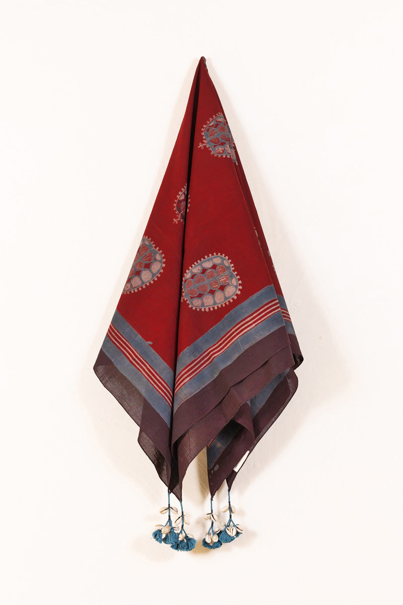 Cotton Scarf - Burgundy Makarand