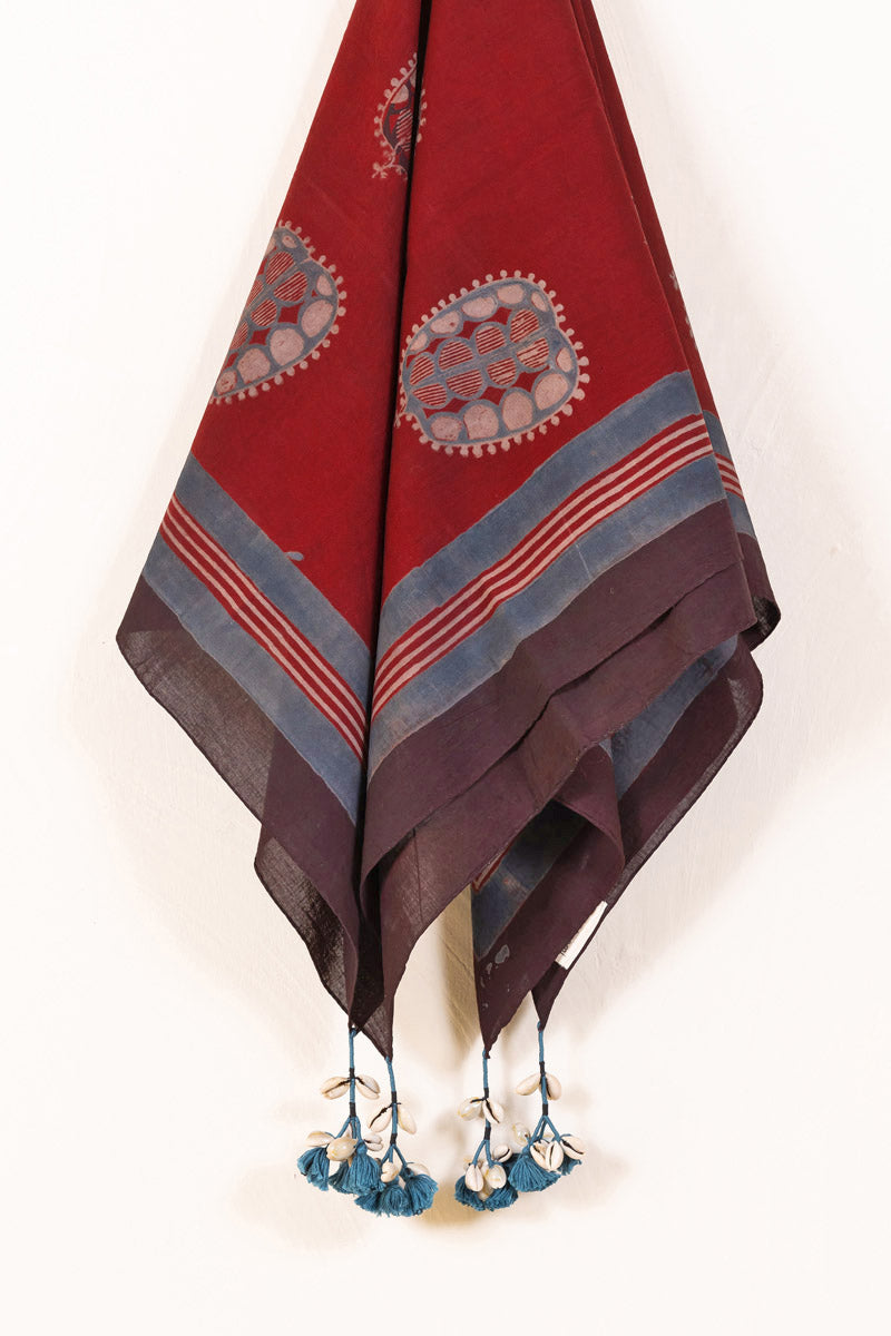 Cotton Scarf - Burgundy Makarand